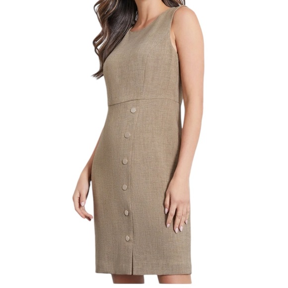KASPER Snap Detail Stretch Crepe Sheath Dress - Picture 3 of 8